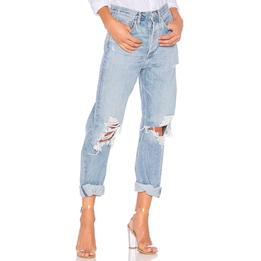 AGOLDE 90’s High Rise Loose Fit Distressed Jeans